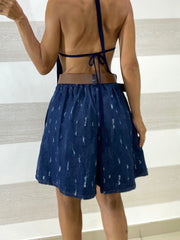 Shorts Vienna Jeans Blu Denim Effetto Micro Strappi con Cintura