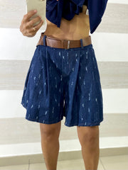 Shorts Vienna Jeans Blu Denim Effetto Micro Strappi con Cintura