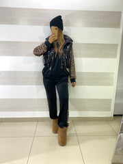 Smanicato Clematis in Eco Pelle Lucida Elastico in Vita