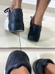 Sneakers Annette Bianche Nere Beige Suola Alta