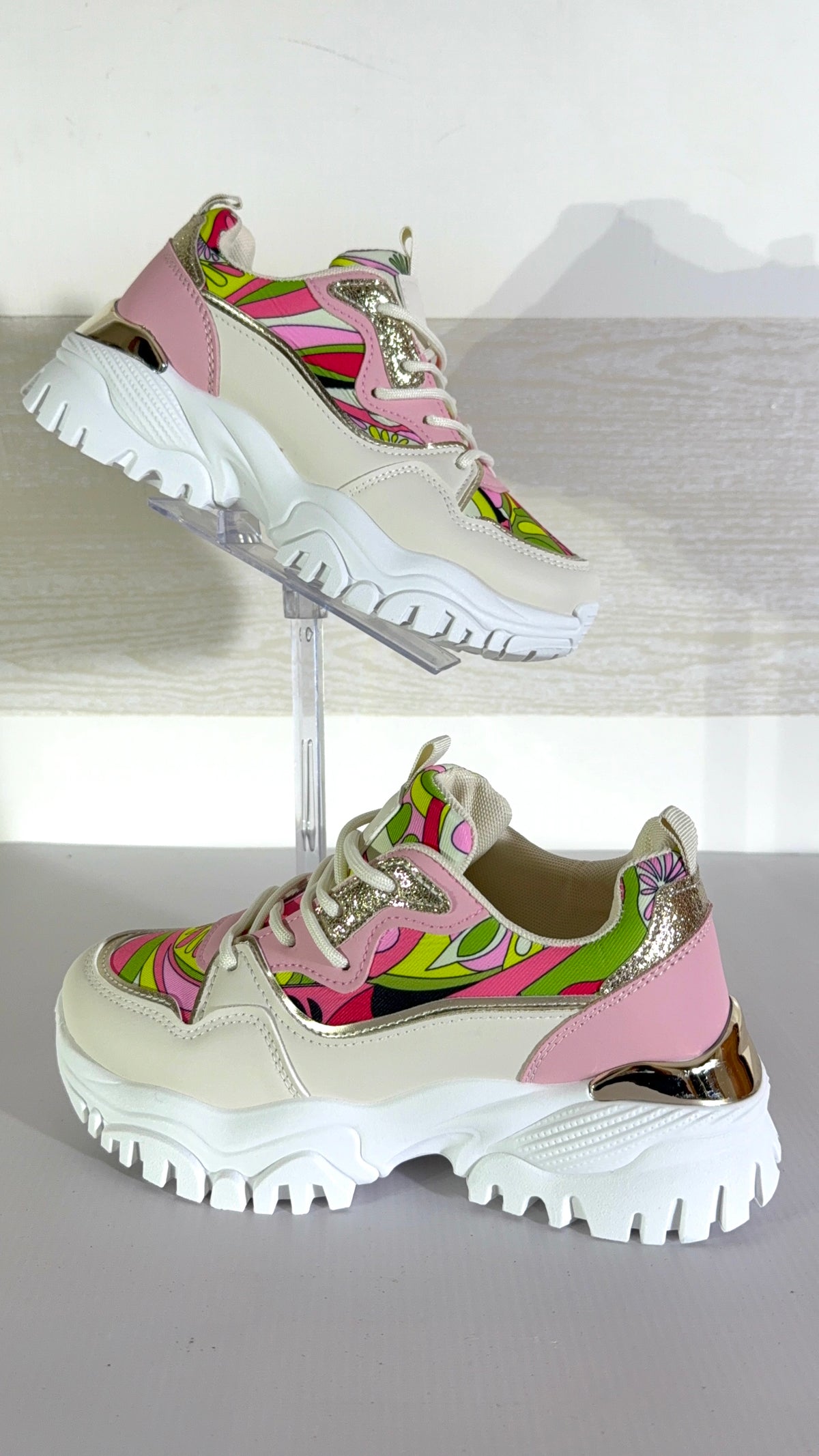 Sneakers Letha Eco Pelle e Tessuto Fantasia Astratta