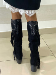 Stivali Joyce con Frange Eco Pelle e Camoscio