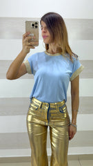 T Shirt Tameka con Profili Lurex Oro