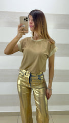 T Shirt Tameka con Profili Lurex Oro