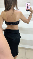 Top Augusta a Fascia in Paillettes con Nodo