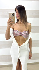 Top Augusta a Fascia in Paillettes con Nodo