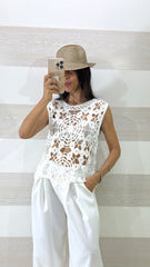 Top Bonnie Canotta in Crochet Traforato