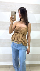 Top Cassarah a Fascia con Balze e Drappeggi