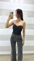 Top Corpetto Blossom in Lycra con Scollo a Cuore e Coppette