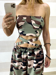 Top Corpetto Nilde Camouflage con Coppe Push Up