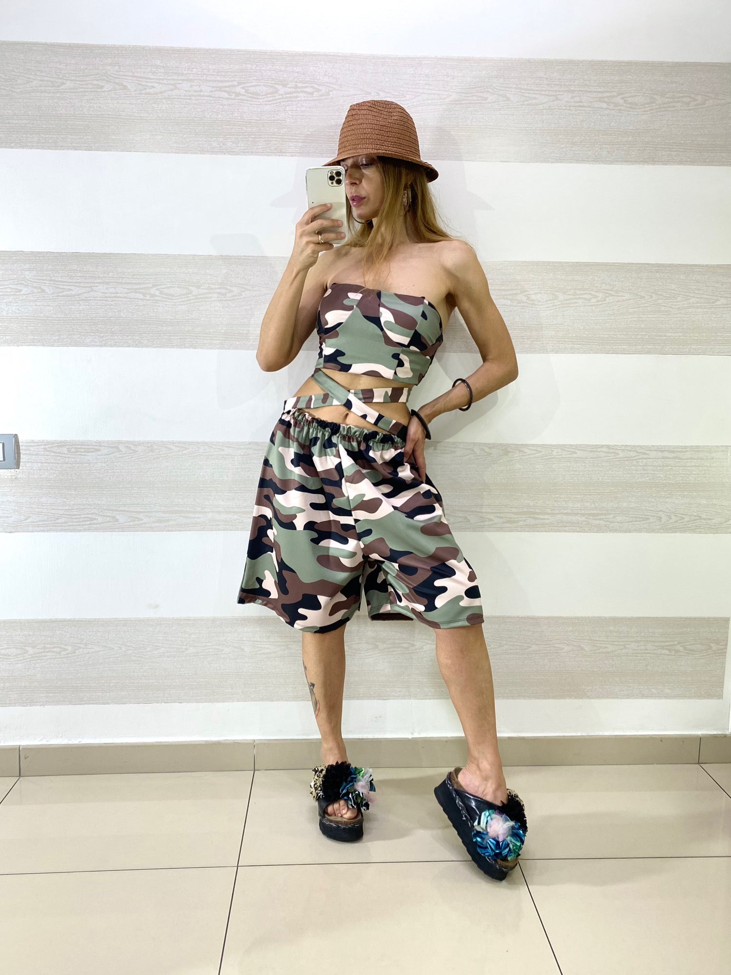 Top Corpetto Nilde Camouflage con Coppe Push Up