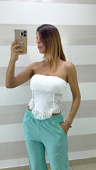 Top Corsetto Wendy Asimmetrico con Pizzo e Coppe