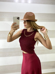 Top Margaret in Filo e Lurex con Catenina Oro