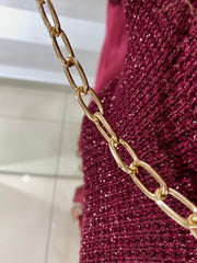 Top Margaret in Filo e Lurex con Catenina Oro
