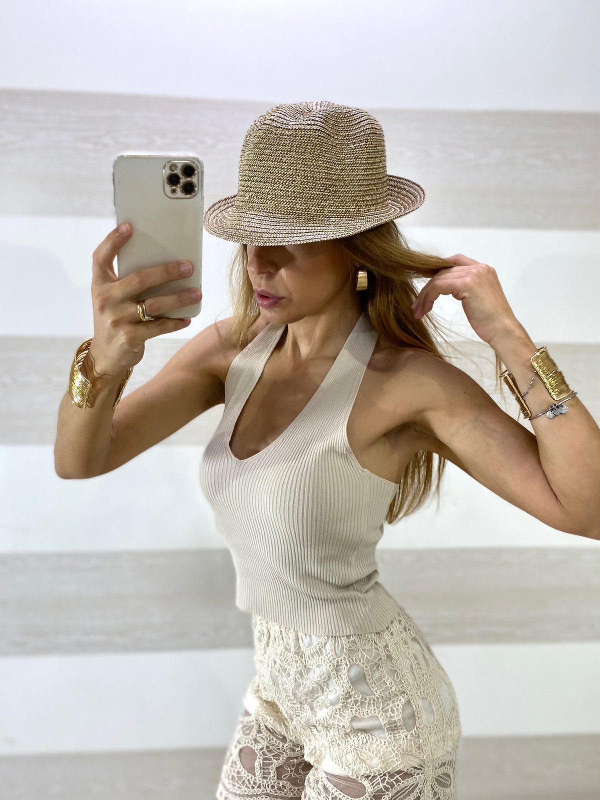 Top Mecren Micro Costine Scollo Americana