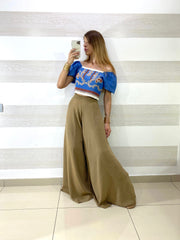Top Micol Effetto Jeans con Ricami