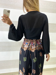 Top Milagros con Maniche Plissettate e Svasate