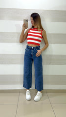 Top Tammy a Canotta con Righe Bianche