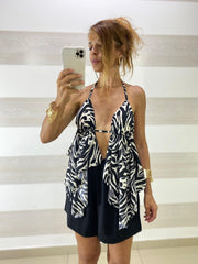 Top Tecla Zebrato con Scollatura Regolabile e Coppe