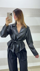 Trench Corto Rayn Eco Pelle con Fusciacca