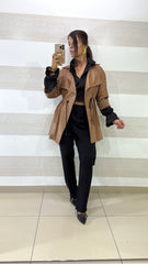 Trench Eco Pelle Githa Stile Parka con Coulisse