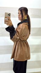 Trench Eco Pelle Githa Stile Parka con Coulisse