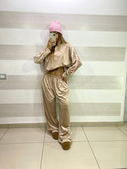 Tuta Callie Vellutino con Bande Laterali Rosa