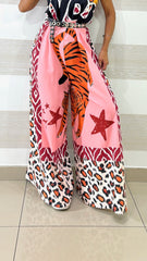 Tuta Intera Donalda Jumpsuit a Palazzo Maculata con Tigre