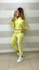 Tuta Lily Bande in Pizzo e Maniche a Farfalla