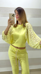 Tuta Lily Bande in Pizzo e Maniche a Farfalla