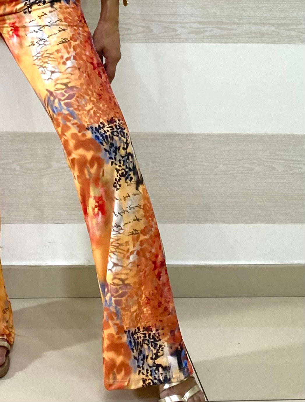 Tuta Rolyx PantaPalazzo e Top Animalier Astratto