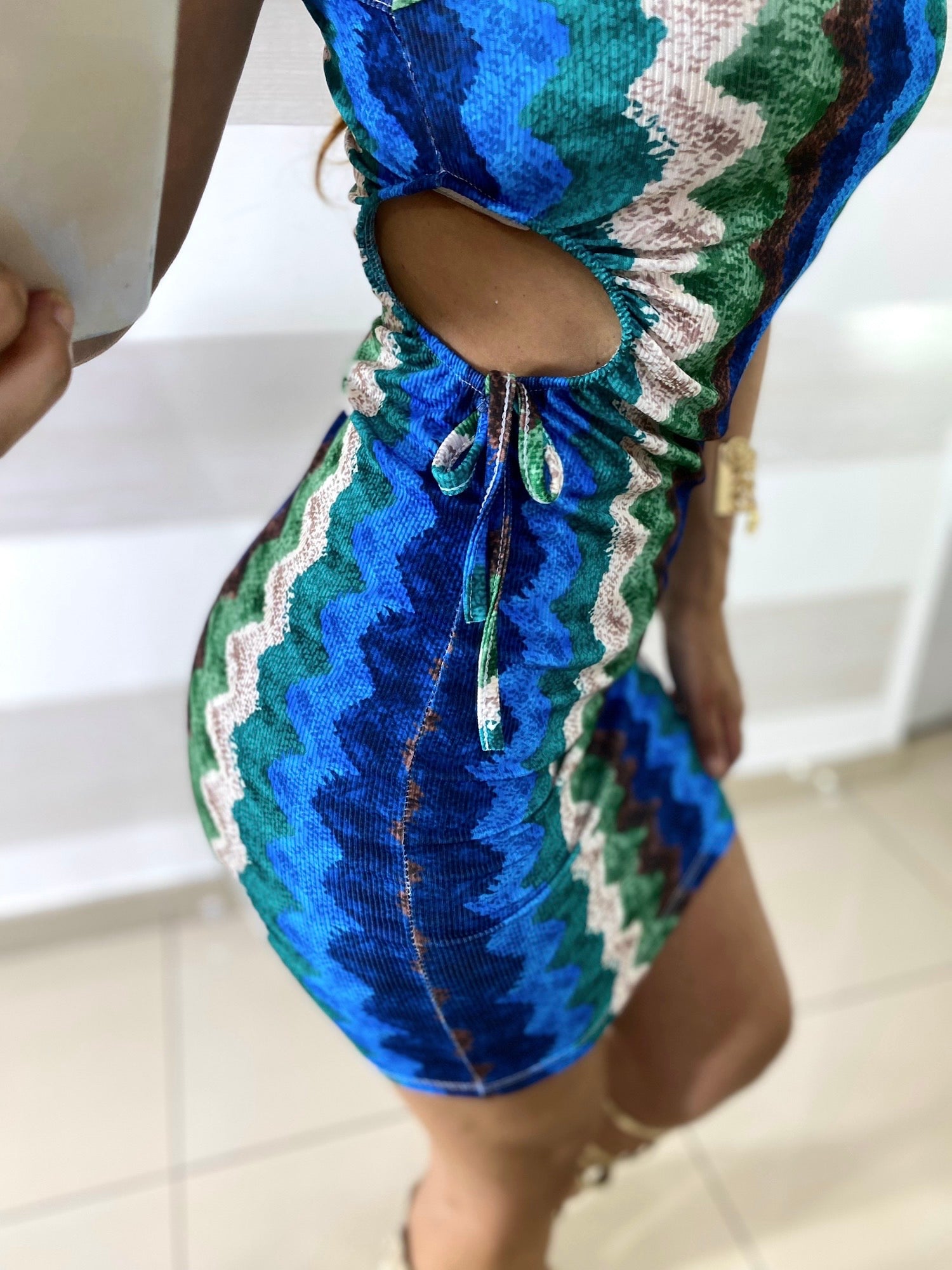 Vestitino Roberta Oblo Laterali Azzurro Multicolor