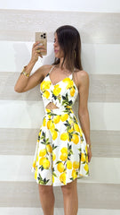 Vestito Annabel con Oblò al Ventre Stampa Limoni