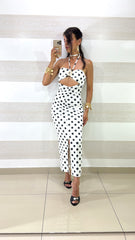 Vestito Carry a Pois con Coppette e Spacco