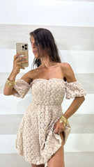 Vestito Collie a Clessidra con Tulle e Fiori