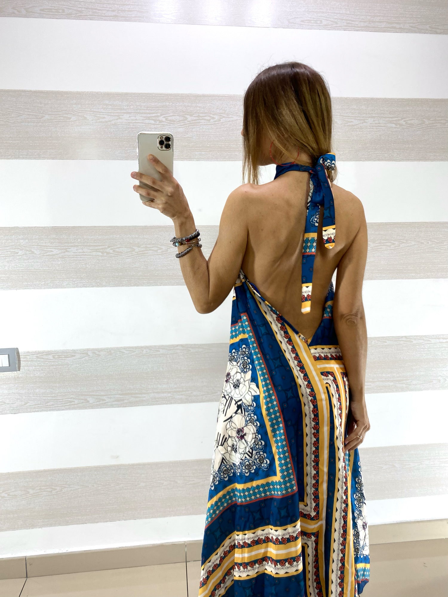 Vestito Flaminia Fantasia Etnica Scollo Americana