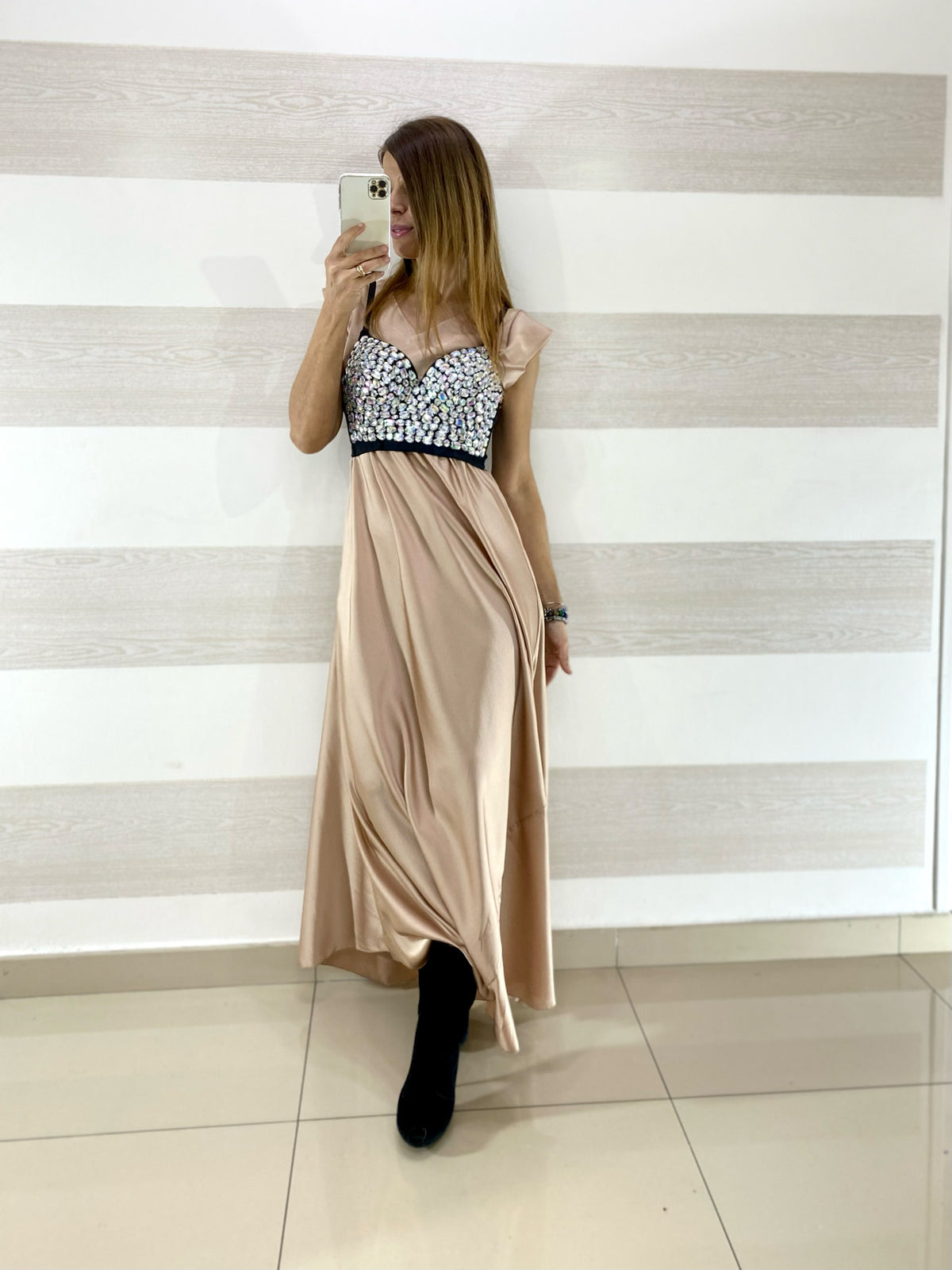 Vestito Flavia1 Satin Lungo Giromanica