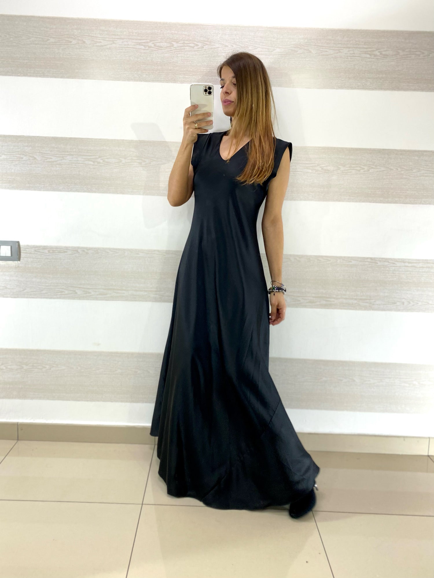 Vestito Flavia1 Satin Lungo Giromanica