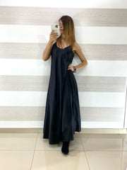 Vestito Flavia Satin Lungo Bretelline