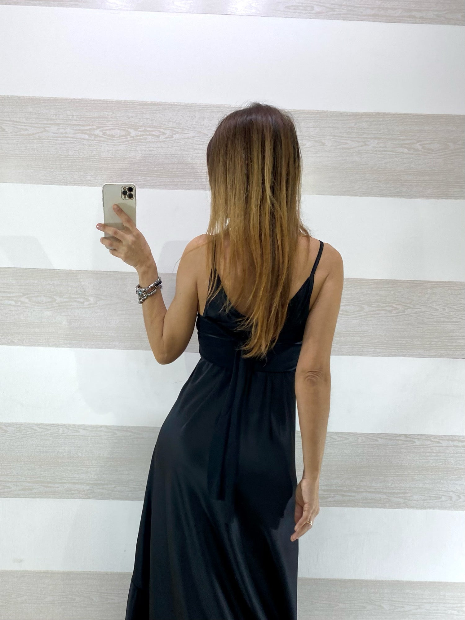 Vestito Flavia Satin Lungo Bretelline