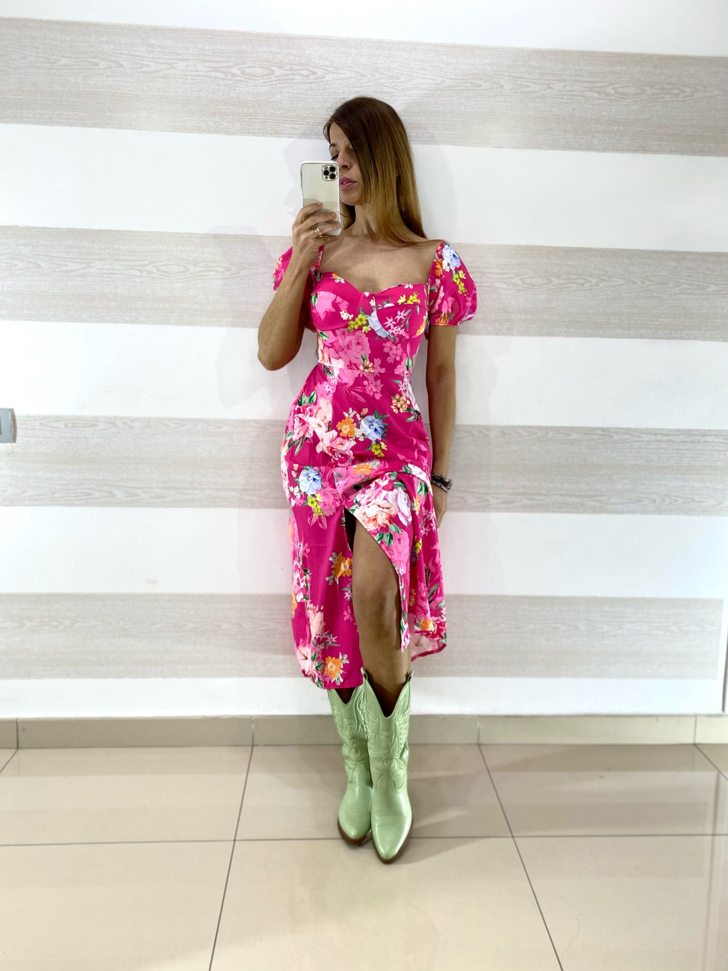 Vestito Frida a Fiori con Maniche Palloncino