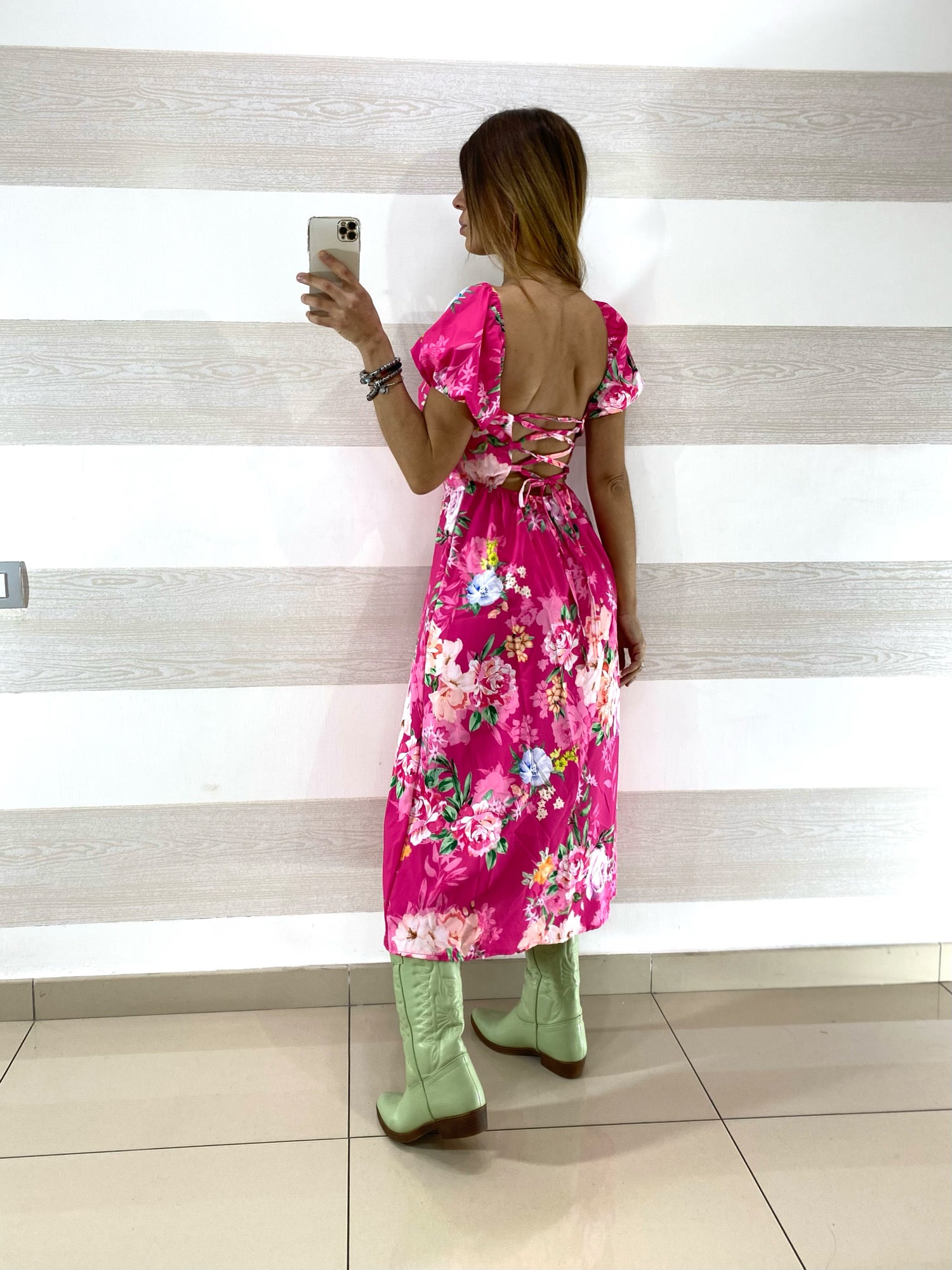 Vestito Frida a Fiori con Maniche Palloncino