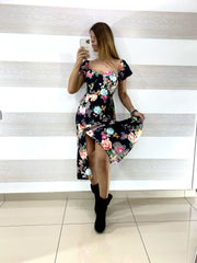 Vestito Frida a Fiori con Maniche Palloncino