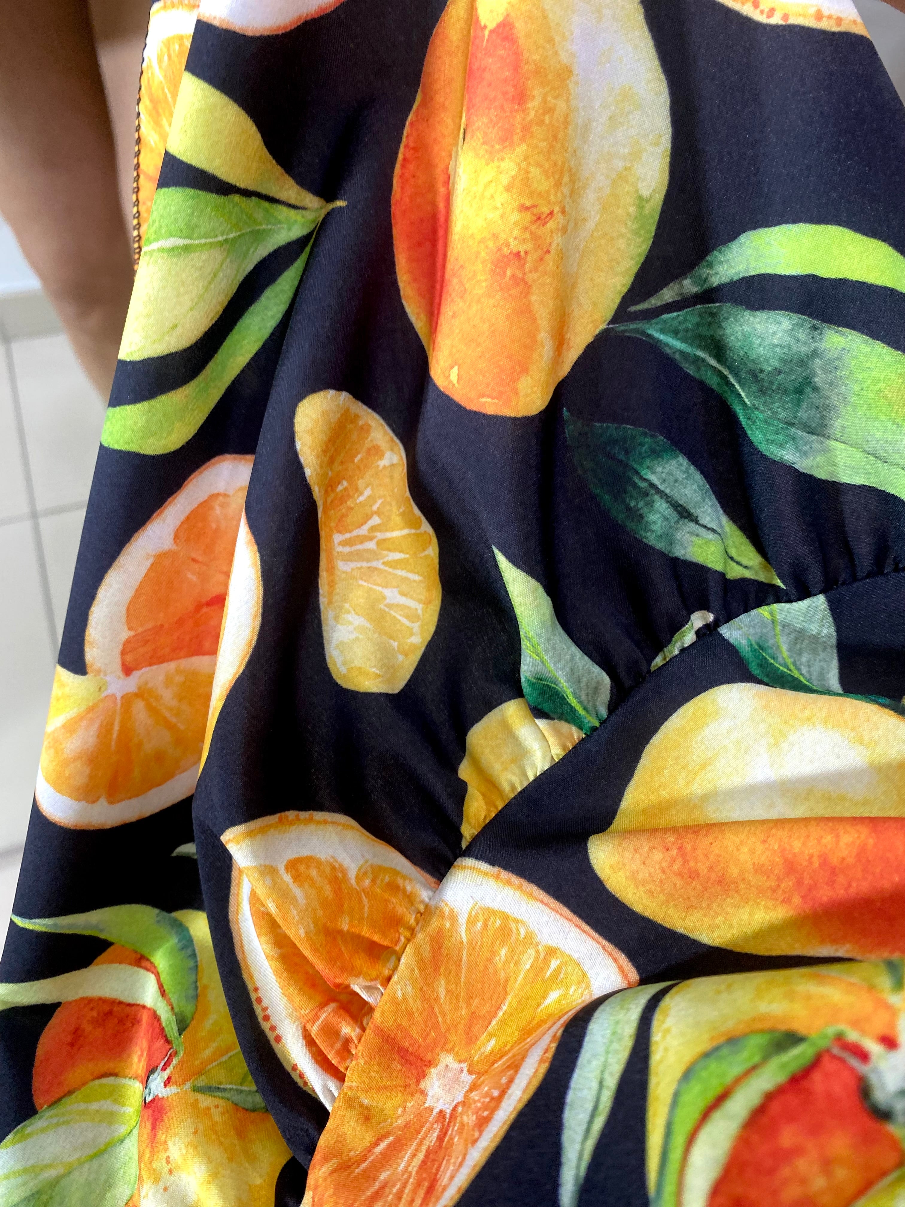 Vestito Fruit Svasato con Cinturino Incluso
