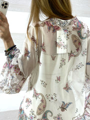 Vestito Iside Tipo Chiffon Fiori e Farfalle