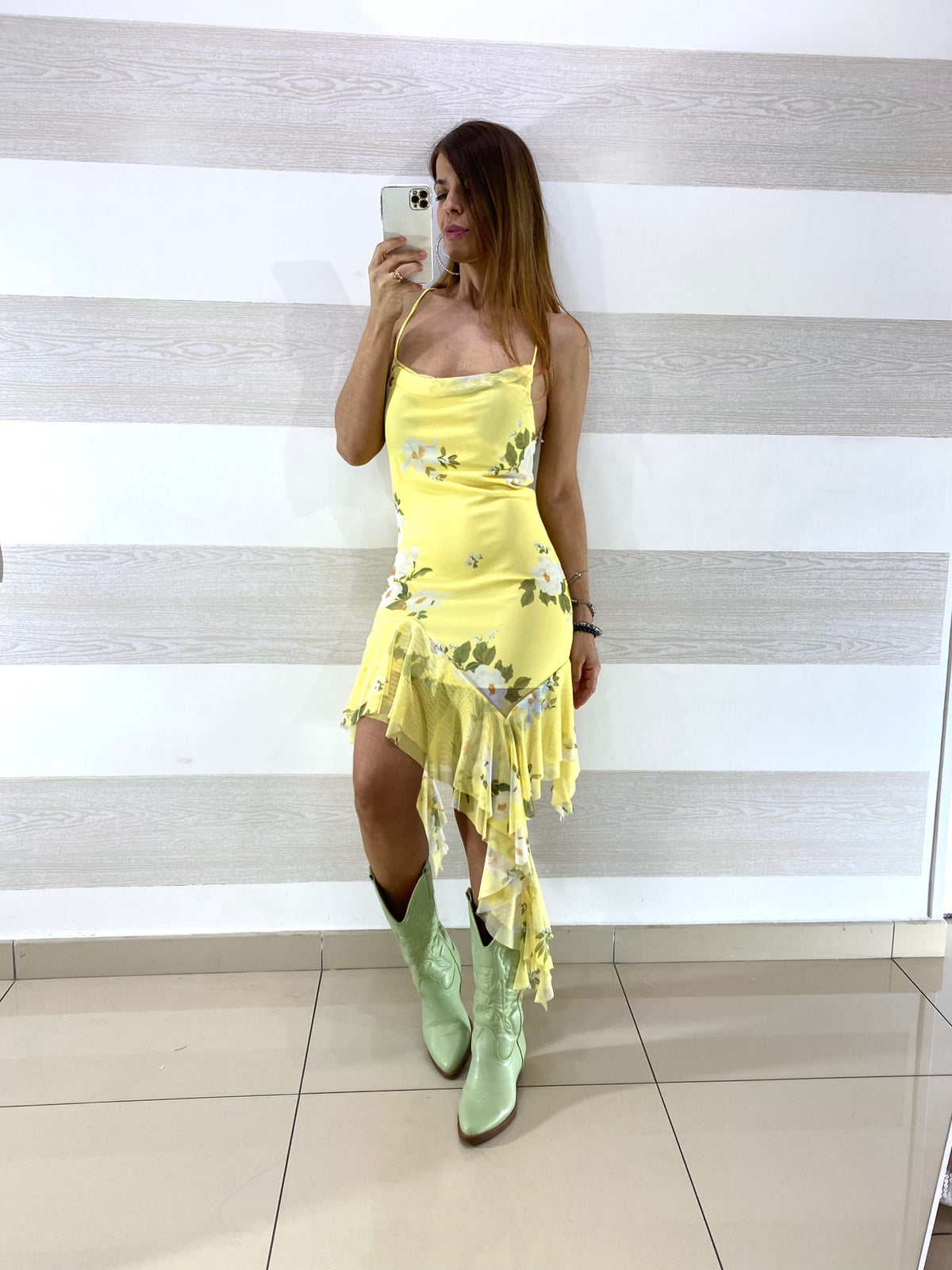 Vestito Luisa Tulle Asimmetrico con Ruches