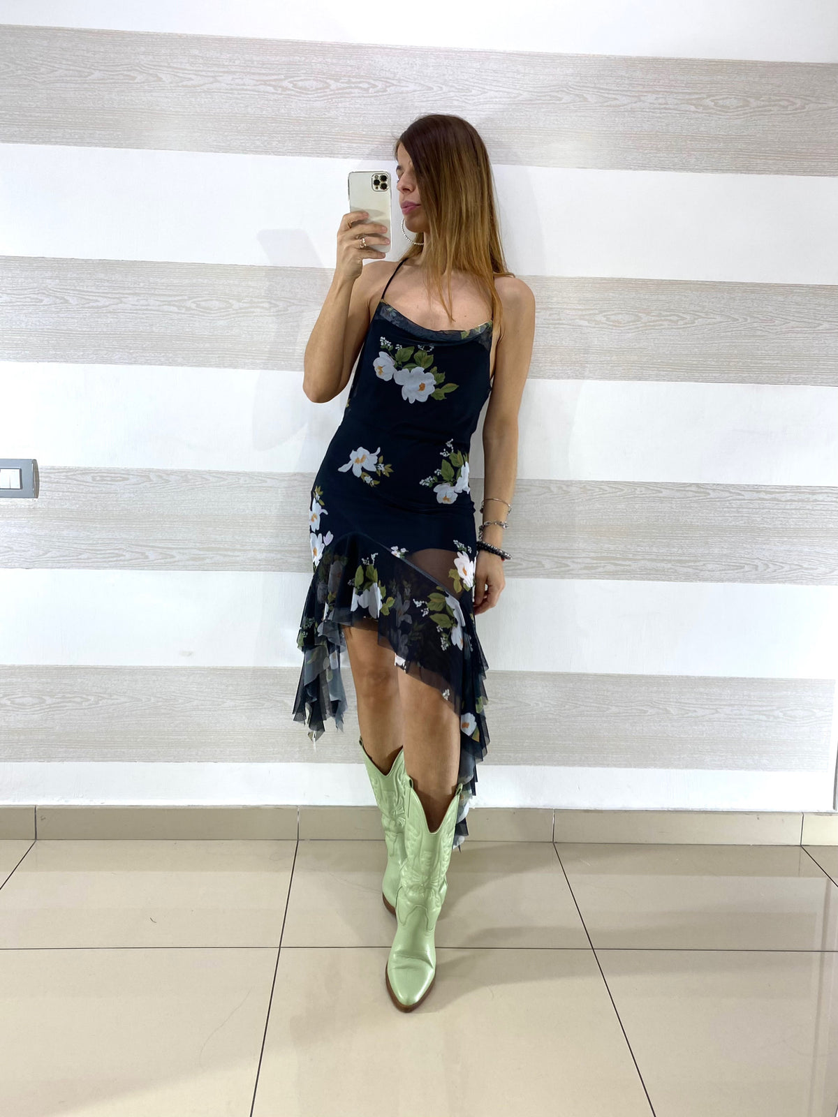 Vestito Luisa Tulle Asimmetrico con Ruches