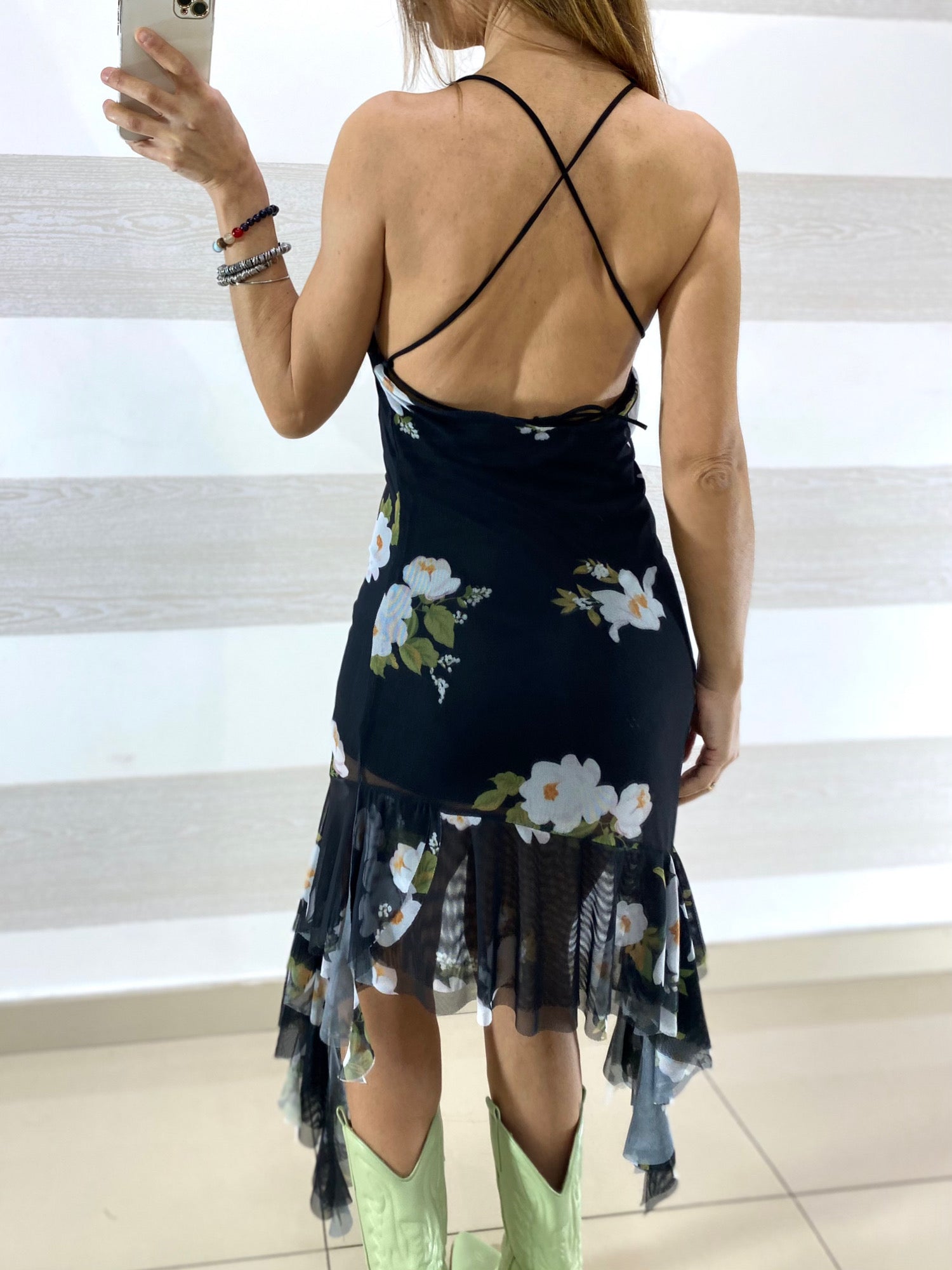 Vestito Luisa Tulle Asimmetrico con Ruches