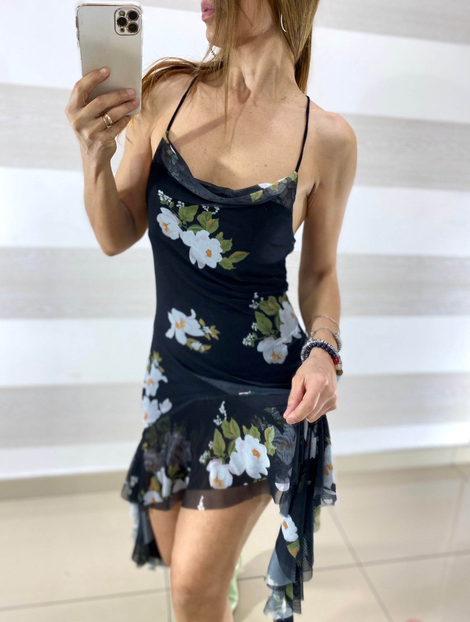 Vestito Luisa Tulle Asimmetrico con Ruches