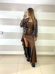 Vestito Monique Lycra con Spacco e Ruches